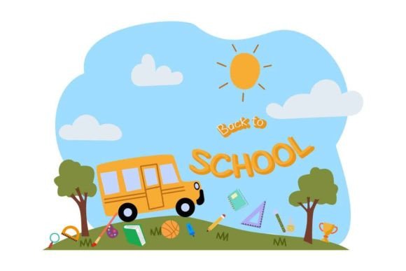 Illustration of Cute Cartoon School Bus