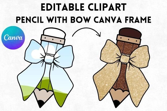 Pencil with Bow Canva Frame