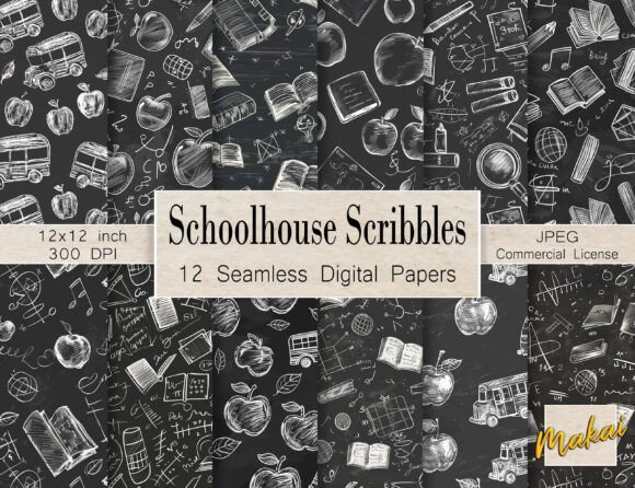 Reviving the Classroom Aesthetic with 12 Chalkboard School Seamless Patterns