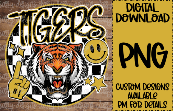 Tigers Gold School Mascot, Checkers Back: A Versatile Design for Every Back-to-School Need